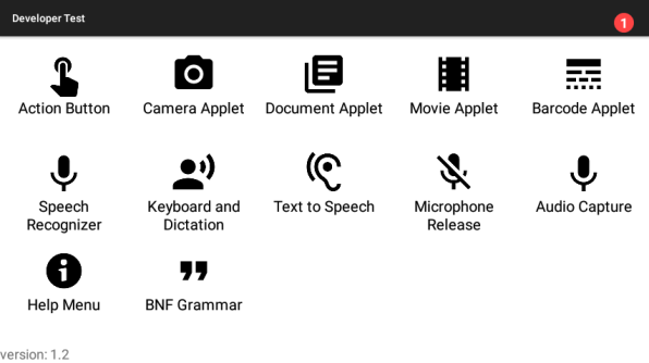 Screen shot of the Developer Examples app